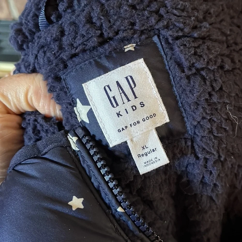 Gap Kids Navy Blue White Stars Heavy Winter Coat